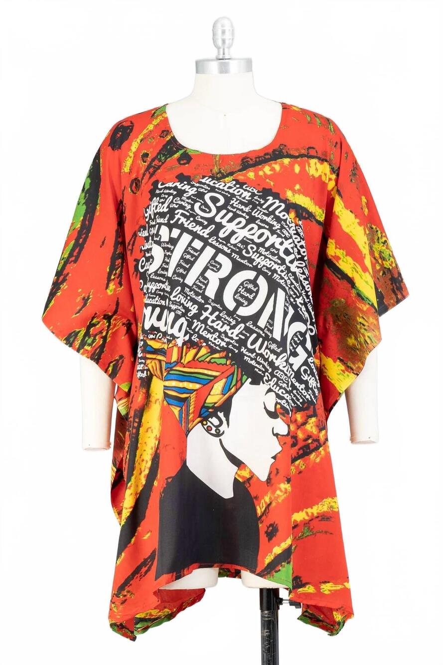 NEW NF women's african caftan tunic in red multi